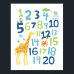 Utskrift av giraffe nummer - moderväggskonst poster<br><div class="desc">Roligt och pedagogiskt sätt att göra ditt lilla rum ljusare.</div>