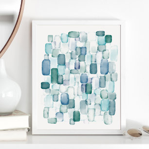 Utskrift av glasbild för vattenfärg i havet poster