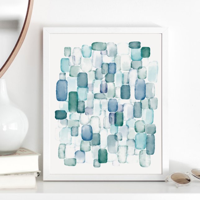 Utskrift av glasbild för vattenfärg i havet poster (Skapare uppladdad)