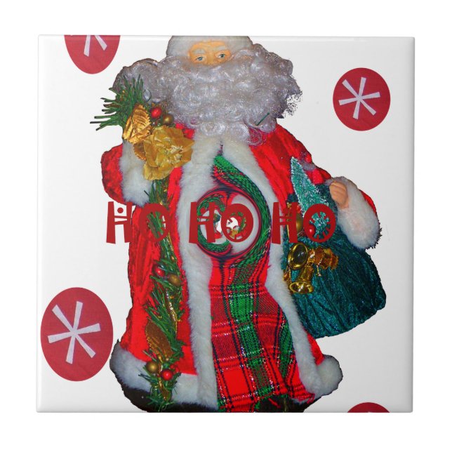 Utskrift av god jul Colorful Jultomten Art Kakelplatta (Framsidan)