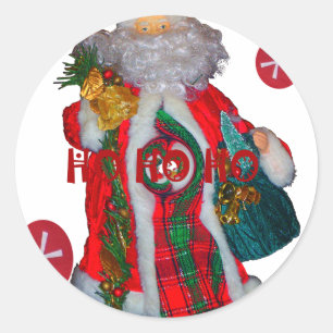 Utskrift av god jul Colorful Jultomten Art Runt Klistermärke