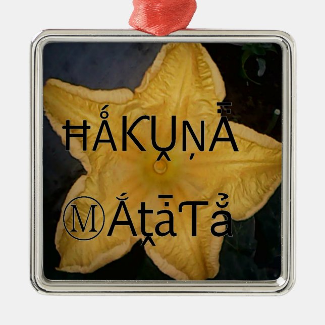 Utskrift av Golden Star Hakuna Matata Art Julgransprydnad Metall (Framsidan)