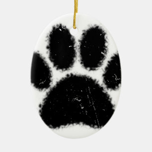 Utskrift av grova och nedtryckta Hund Julgransprydnad Keramik