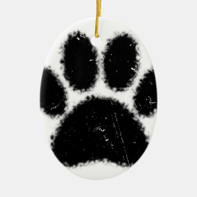 Utskrift av grova och nedtryckta Hund Julgransprydnad Keramik (Framsidan)