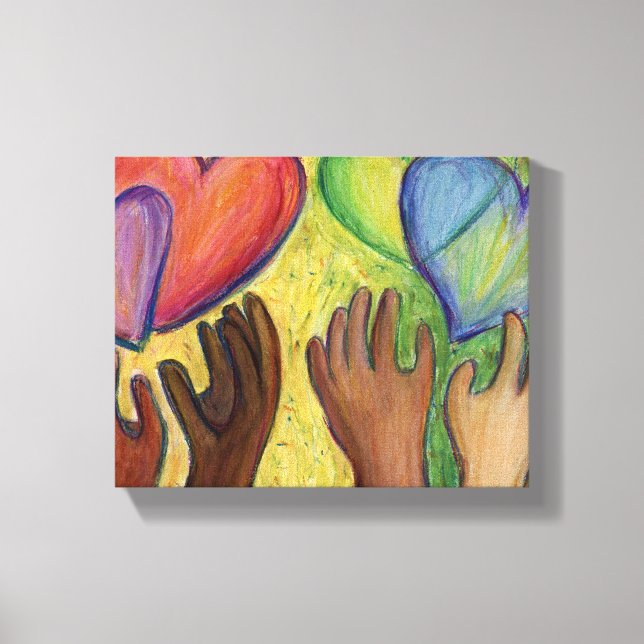 Utskrift av Händer och hörningar av olika färger p Canvastryck (Framsida)