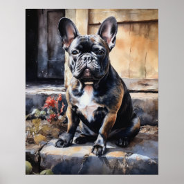 Utskrift av Hund av  Cute Fransk Bulldog Poster