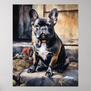 Utskrift av Hund av Cute Fransk Bulldog Poster