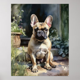 Utskrift av Hund av  Cute Fransk Bulldog Poster