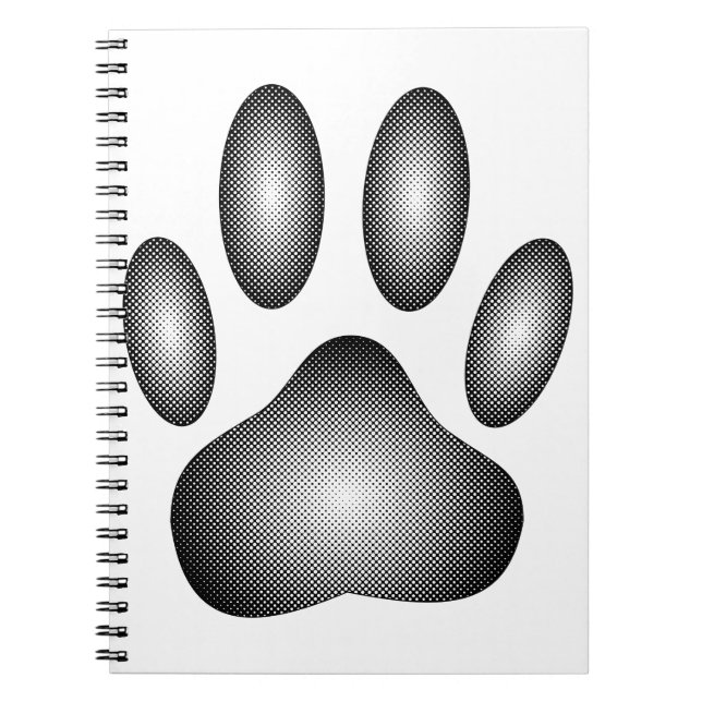 Utskrift av hund i svartvitt anteckningsbok med spiral (Framsidan)