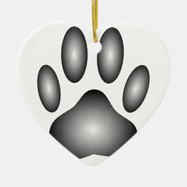 Utskrift av hund i svartvitt julgransprydnad keramik (Framsidan)