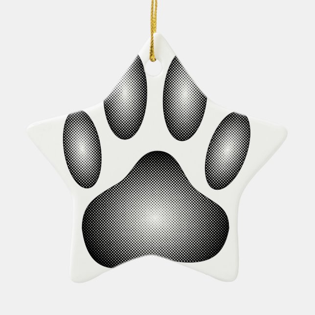 Utskrift av hund i svartvitt julgransprydnad keramik (Framsidan)