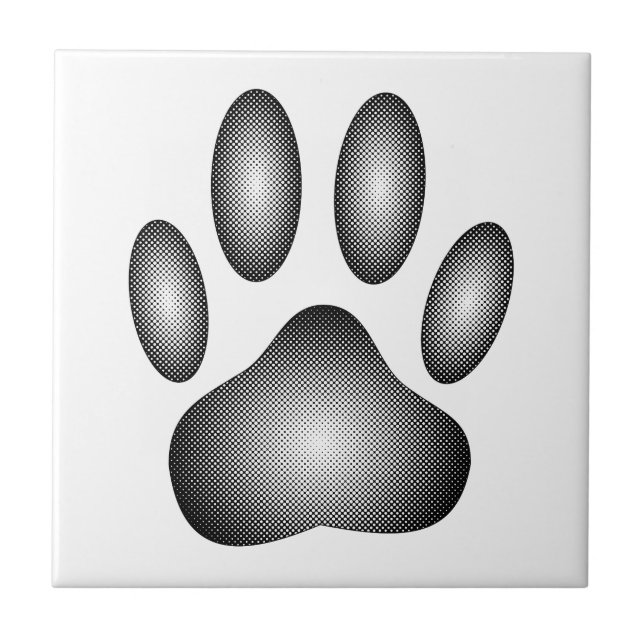 Utskrift av hund i svartvitt kakelplatta (Framsidan)