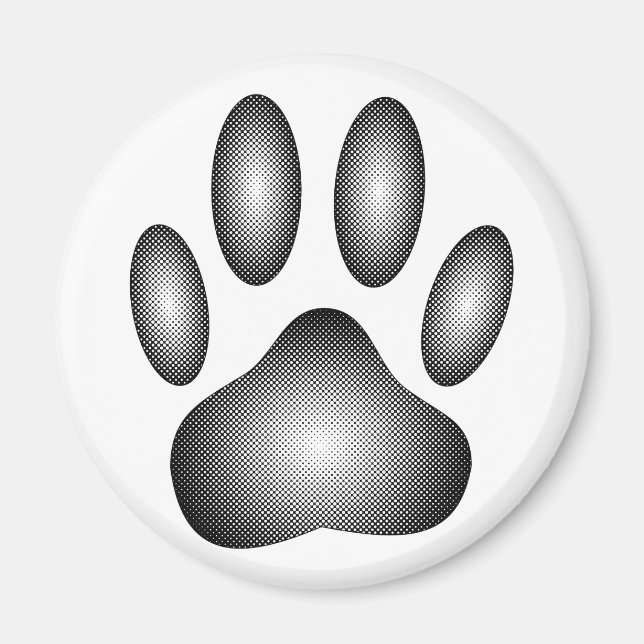 Utskrift av hund i svartvitt magnet (Framsidan)