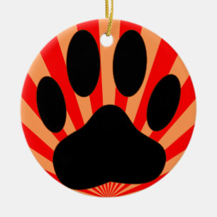Utskrift av Hund med raster Julgransprydnad Keramik