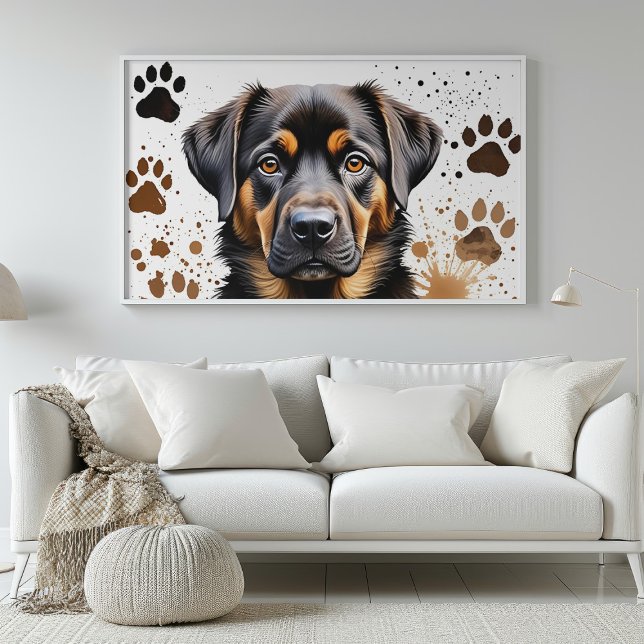 Utskrift av Hund - vattenfärg Skriv ut Poster (Cute Dog Watercolor Print Poster Mockup 1)