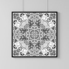 Utskrift av kanin Mandala-naturart på Anpassningsb Poster