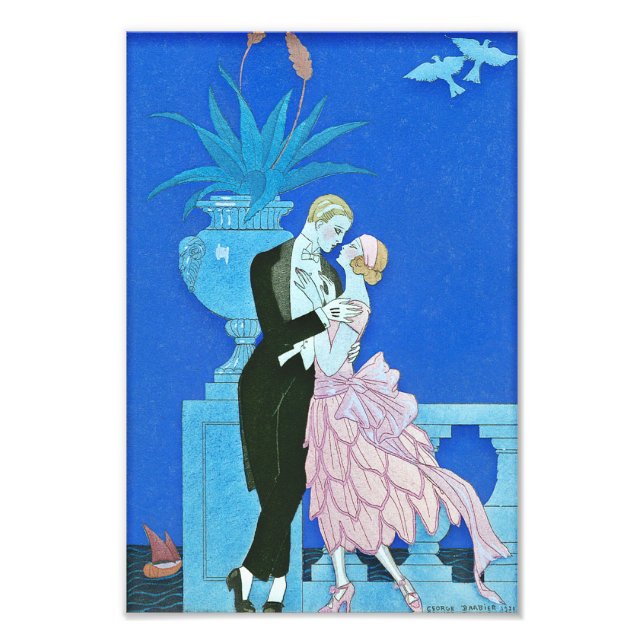 Utskrift av Kiss Art Deco-utskrift för midnattskis Fototryck (Framsidan)