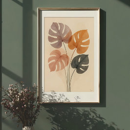 Utskrift av konstgjord monstera Harmony Watercolor Poster