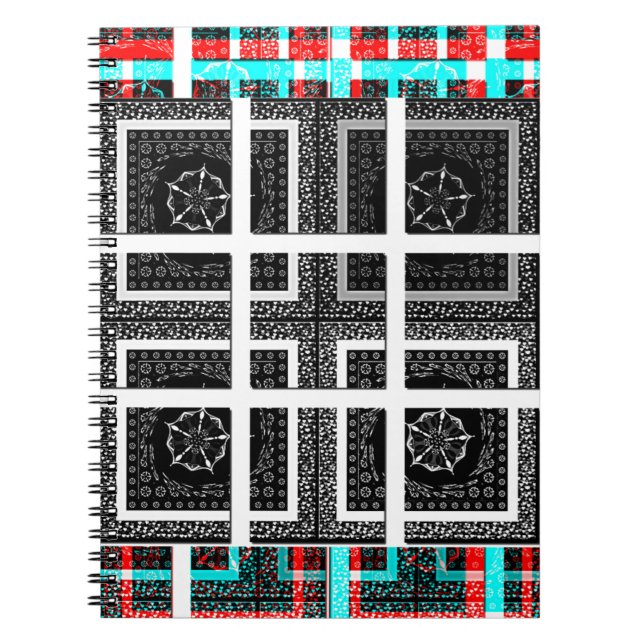 Utskrift av kontrollerad Mönster Art Anteckningsbok Med Spiral (Framsidan)
