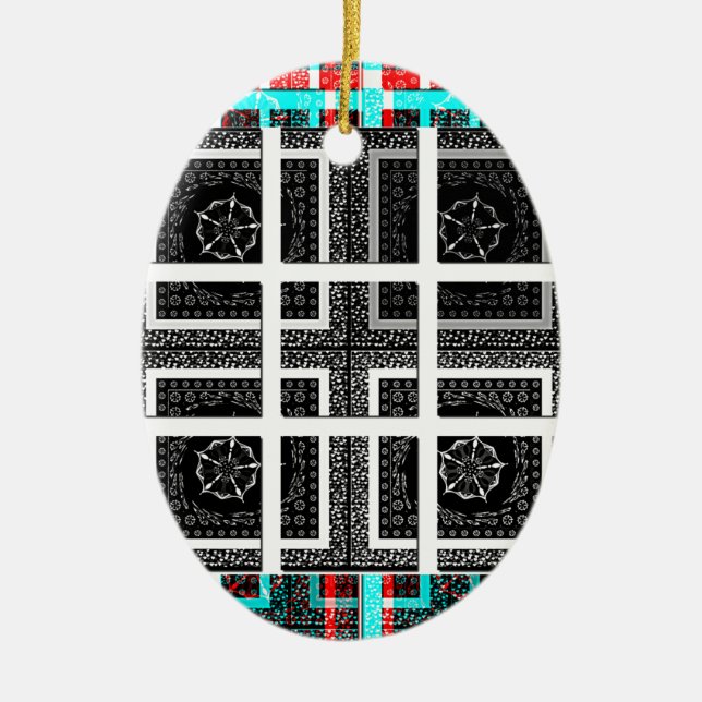 Utskrift av kontrollerad Mönster Art Julgransprydnad Keramik (Framsidan)