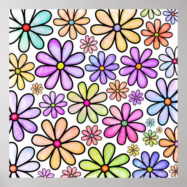 Utskrift av konturerad Blommigt Poster (Framsidan)