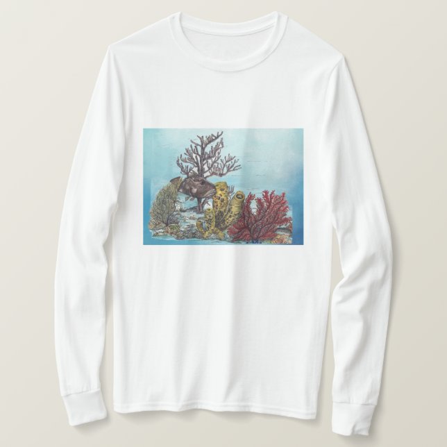 Utskrift av korallrev under vatten t shirt (Design framsida)