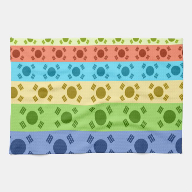 Utskrift av koreanska Flagga med flera Färgader Kökshandduk (Horisontell)