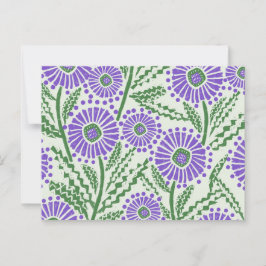 Utskrift av lavender-Grönt och vitt block Vykort