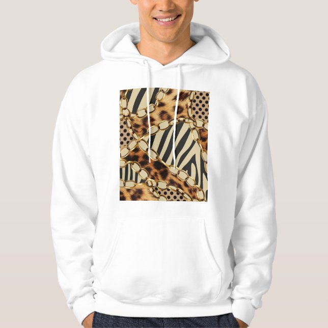 Utskrift av leopard (djur) Sömlös Mönster Hoodie (Framsida)