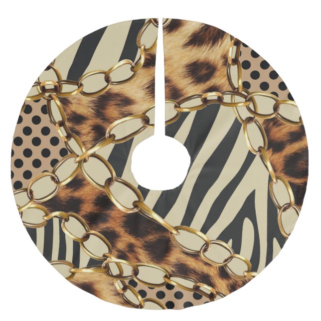 Utskrift av leopard (djur) Sömlös Mönster Julgransmatta Borstad Polyester (Framsidan)