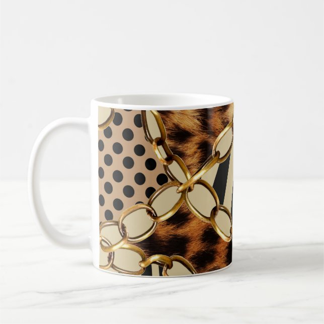 Utskrift av leopard (djur) Sömlös Mönster Kaffemugg (Vänster)
