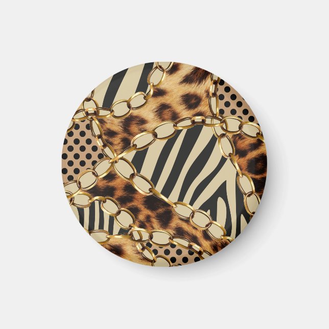 Utskrift av leopard (djur) Sömlös Mönster Magnet (Framsidan)
