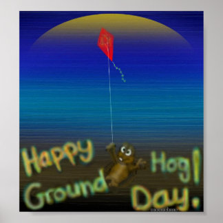 Utskrift av lycklig på Groundhog Day Poster