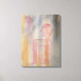 Utskrift av Måne med röd vattenfärg Canvastryck