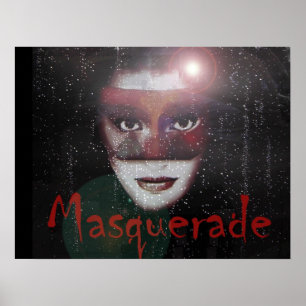 Utskrift av Masqueramaskerad Boll Mask Woman Art D Poster