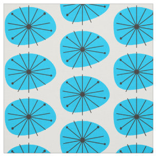 Utskrift av modern Blue Blast Starburst i mitten a Tyg