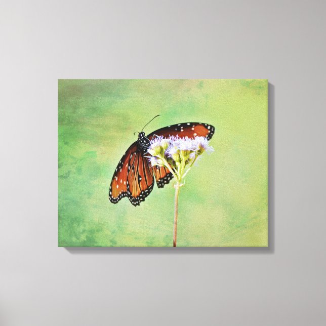 Utskrift av Monarch Butterfly och Flowers Canvas A (Framsida)