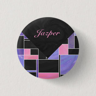 Utskrift av Mondrian Lila Rosa Black Knapp