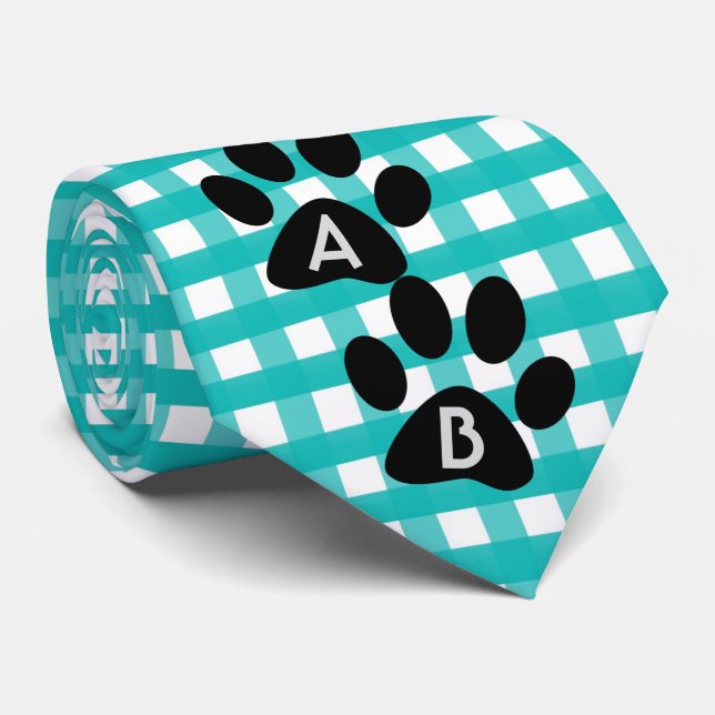 Utskrift av Monogrammad Grönt Checkated Mönster Pe Slips (Rullad)