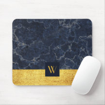 Utskrift av monogrammat Blue Marble Faux Guld Stru