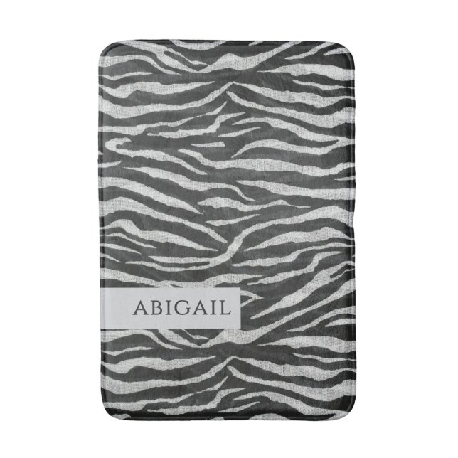 Utskrift av monokroma djur och Namn Badrumsmatta (Framsidan (Vertikal))