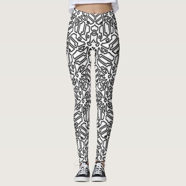 Utskrift av monokroma marschdesign leggings (Framsida)