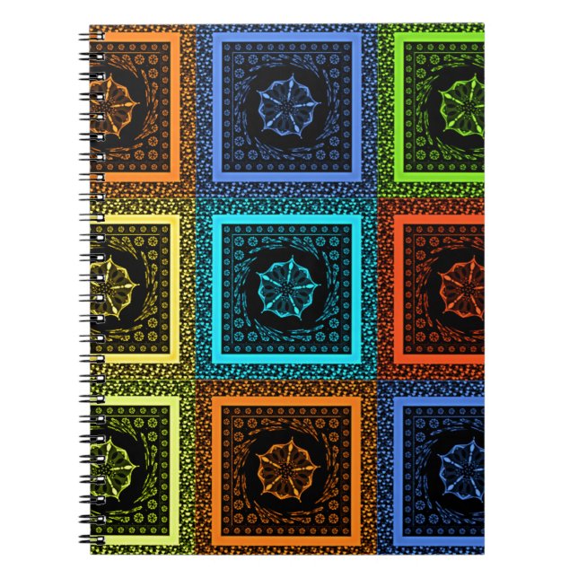 Utskrift av Mönster i afrikanska schackrat konst Anteckningsbok Med Spiral (Framsidan)