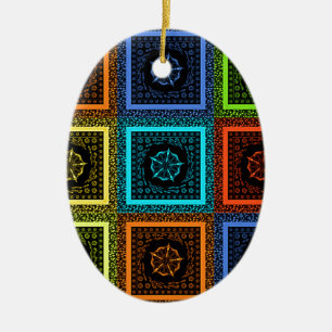 Utskrift av Mönster i afrikanska schackrat konst Julgransprydnad Keramik