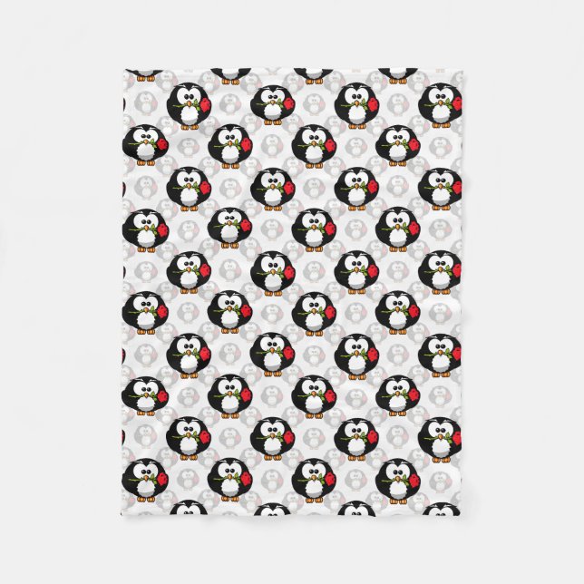 Utskrift av Mönster i Cute Penguin Yta Fleecefilt (Framsidan)