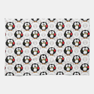 Utskrift av Mönster i Cute Penguin Yta Kökshandduk