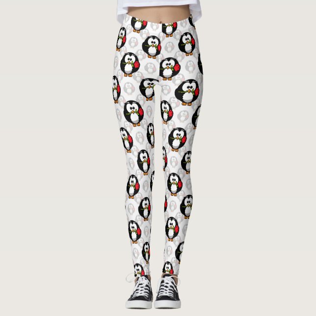 Utskrift av Mönster i Cute Penguin Yta Leggings (Framsida)