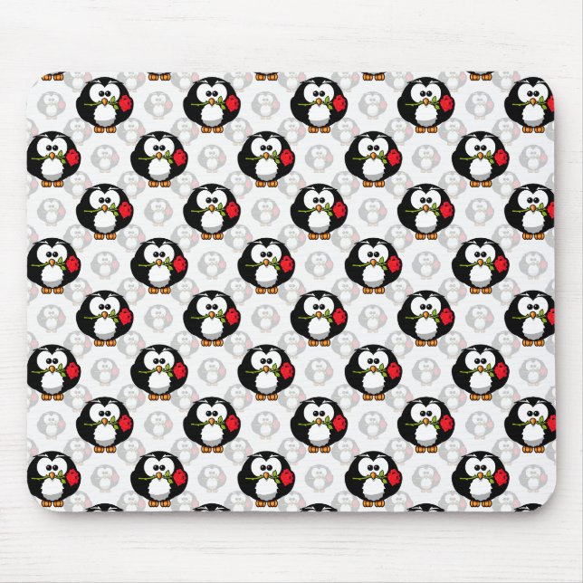 Utskrift av Mönster i Cute Penguin Yta Musmatta (Framsidan)