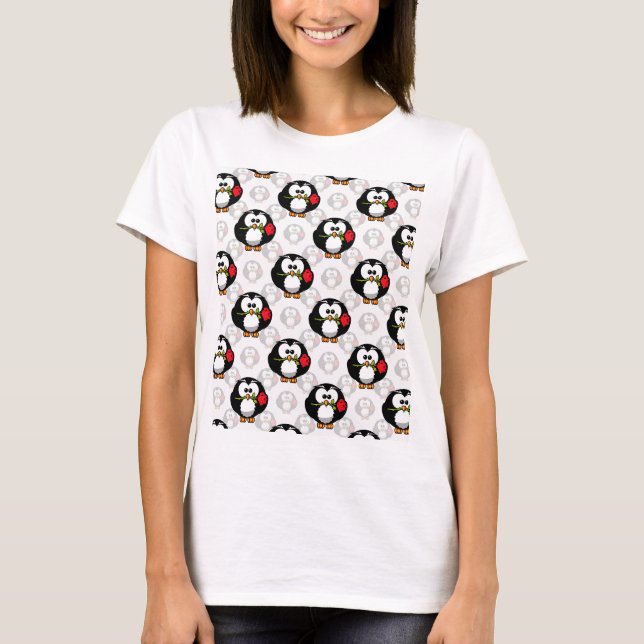 Utskrift av Mönster i Cute Penguin Yta T Shirt (Framsida)