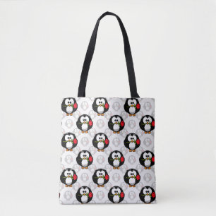 Utskrift av Mönster i Cute Penguin Yta Tygkasse